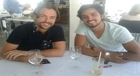 Kayky Brito e Rodrigo Simas almoçam no Veleiro